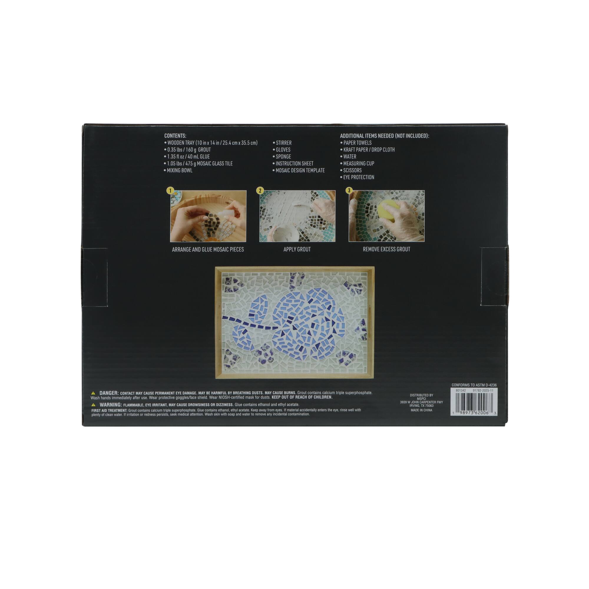 10" x 14" Blue Flower Mosaic Tray Kit by Make Market®
